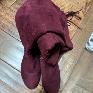 Charlotte Russe Burgundy Over-the-Knee Suede Boots